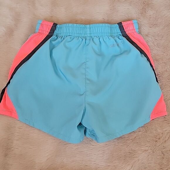 NIKE DRI-FIT 2-IN-1 LIGHT BLUE AND CORAL RUNNING SHIRTS, SIZE 4 - Picture 4 of 5